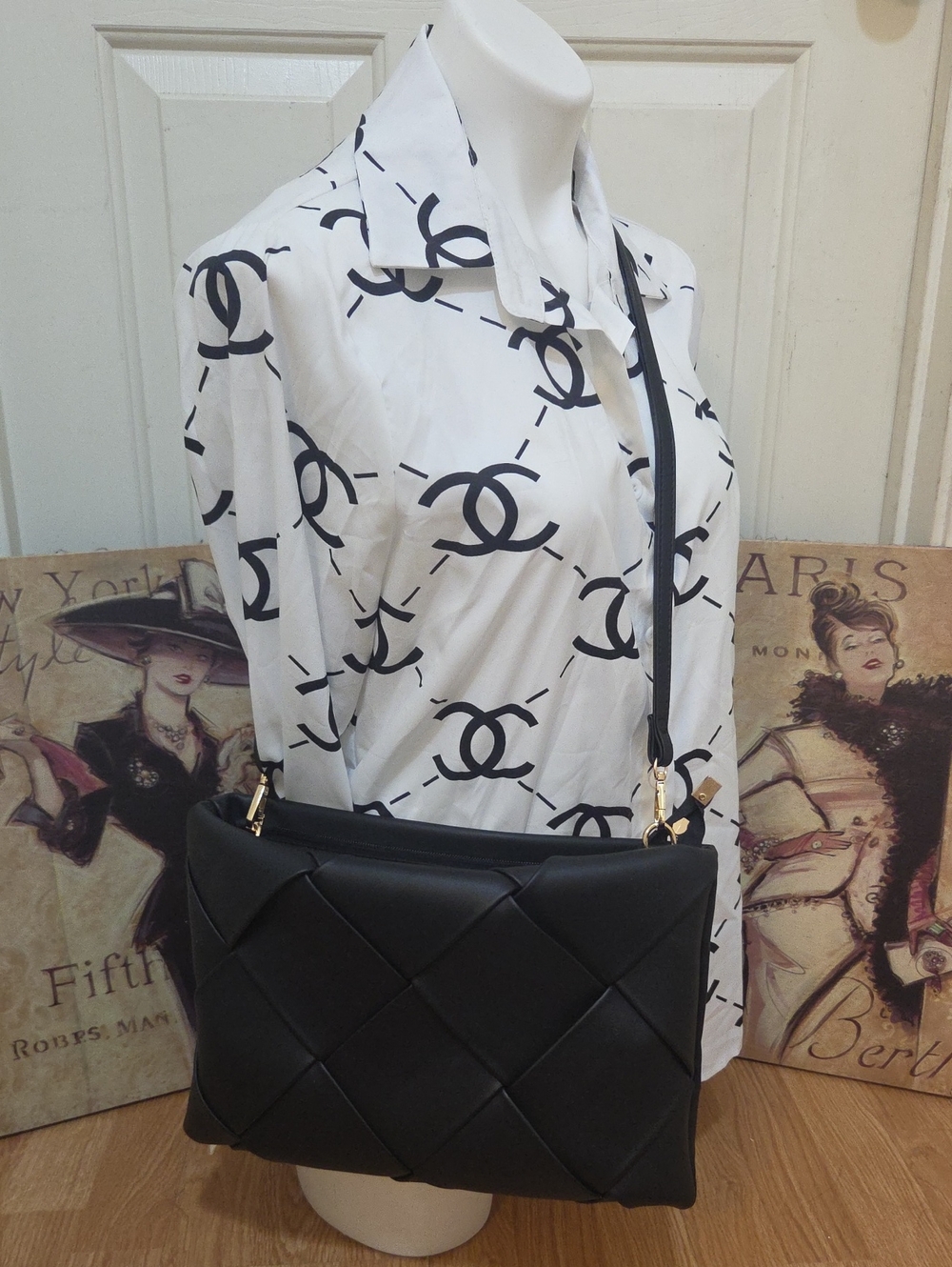 Anthropologie Black Quilted Crossbody Bag - Classic Leather Shoulder Bag